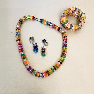 Vintage rainbow costume jewelry set